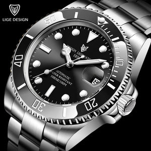 2021 LIGE Automatic Stainless Steel Waterproof Sports Watch.