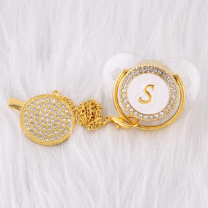 Initial Pearl Crystal Pacifier