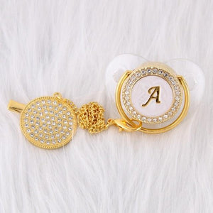 Initial Pearl Crystal Pacifier