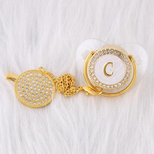 Initial Pearl Crystal Pacifier