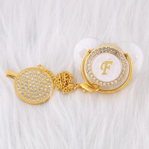 Initial Pearl Crystal Pacifier