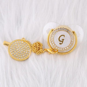 Initial Pearl Crystal Pacifier