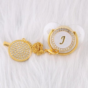 Initial Pearl Crystal Pacifier