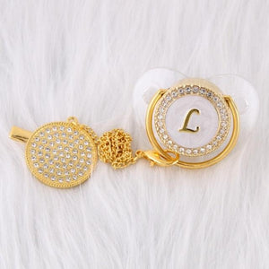 Initial Pearl Crystal Pacifier