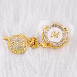 Initial Pearl Crystal Pacifier