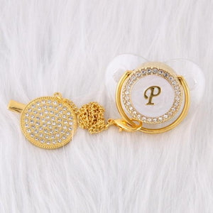 Initial Pearl Crystal Pacifier