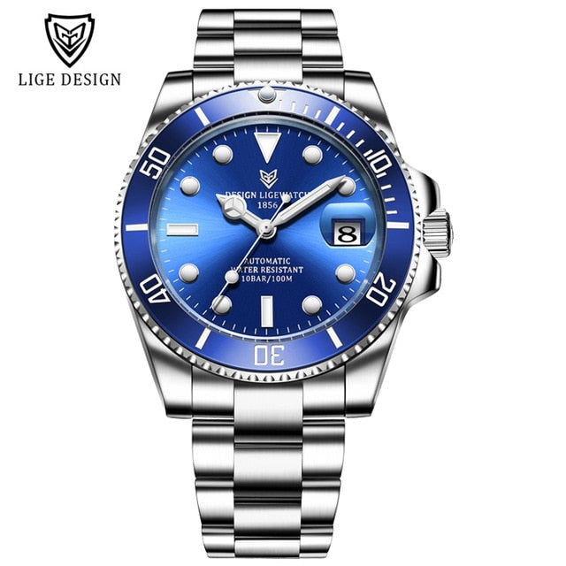 2021 LIGE Automatic Stainless Steel Waterproof Sports Watch.