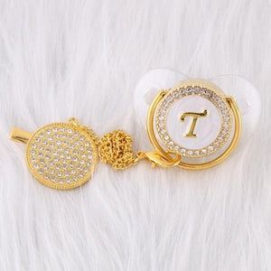 Initial Pearl Crystal Pacifier