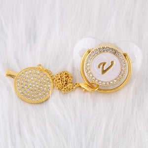 Initial Pearl Crystal Pacifier