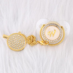 Initial Pearl Crystal Pacifier