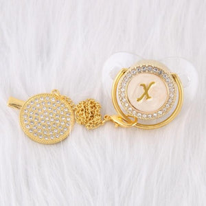 Initial Pearl Crystal Pacifier