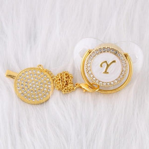 Initial Pearl Crystal Pacifier